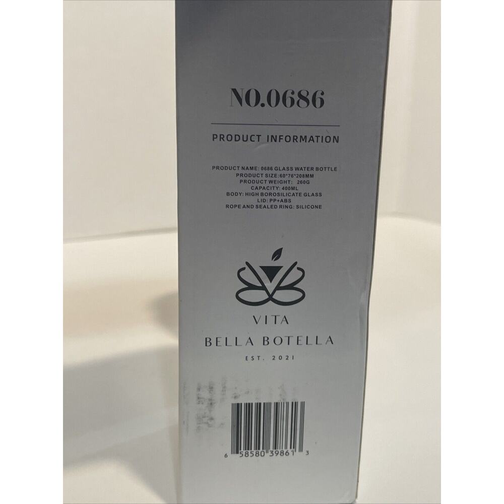 Vita Bella Botella| Eco - Friendly High Borosilicate Gray Glass Bottle, 400ml - Picture 5 of 6